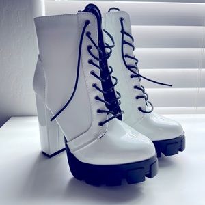 Forever 21 White Combat Boots